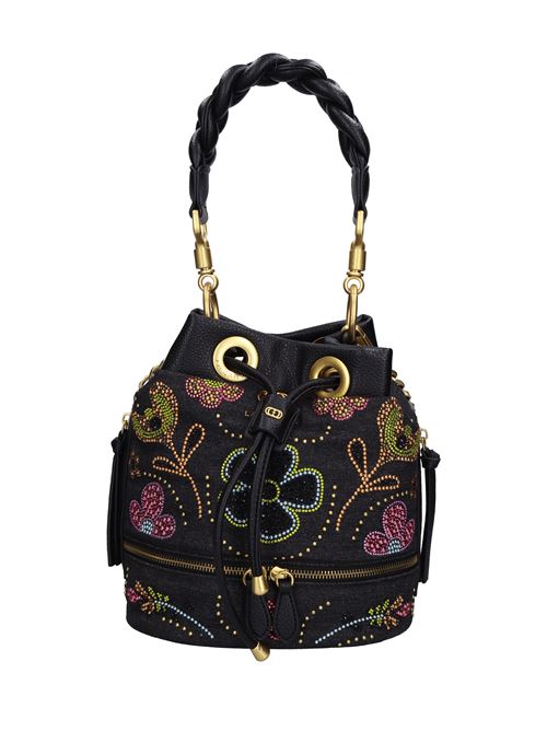 Borsa Roses bucket  in ecopelle e tessuto LA CARRIE | 142M-EM-108-TSJNERO